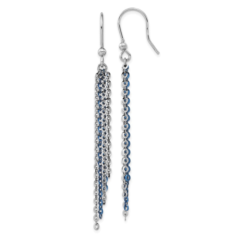 Sterlingsilber Rhodium & Blau Glanz-beschichtet Kette Ohrhänger