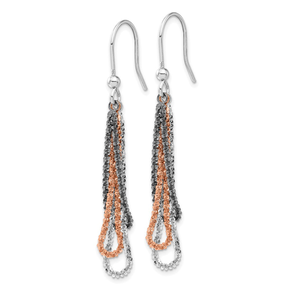 Sterlingsilber Schwarz Ruthenium & Roséfarben Kette Ohrhänger