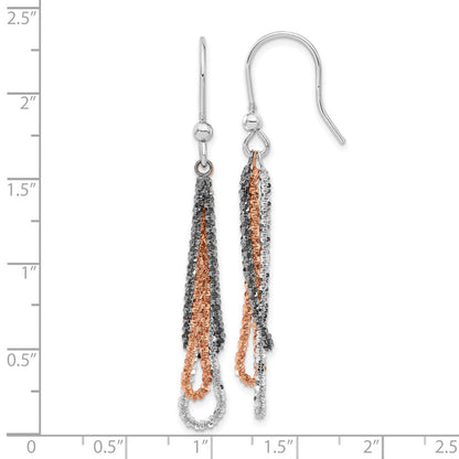 Sterlingsilber Schwarz Ruthenium & Roséfarben Kette Ohrhänger