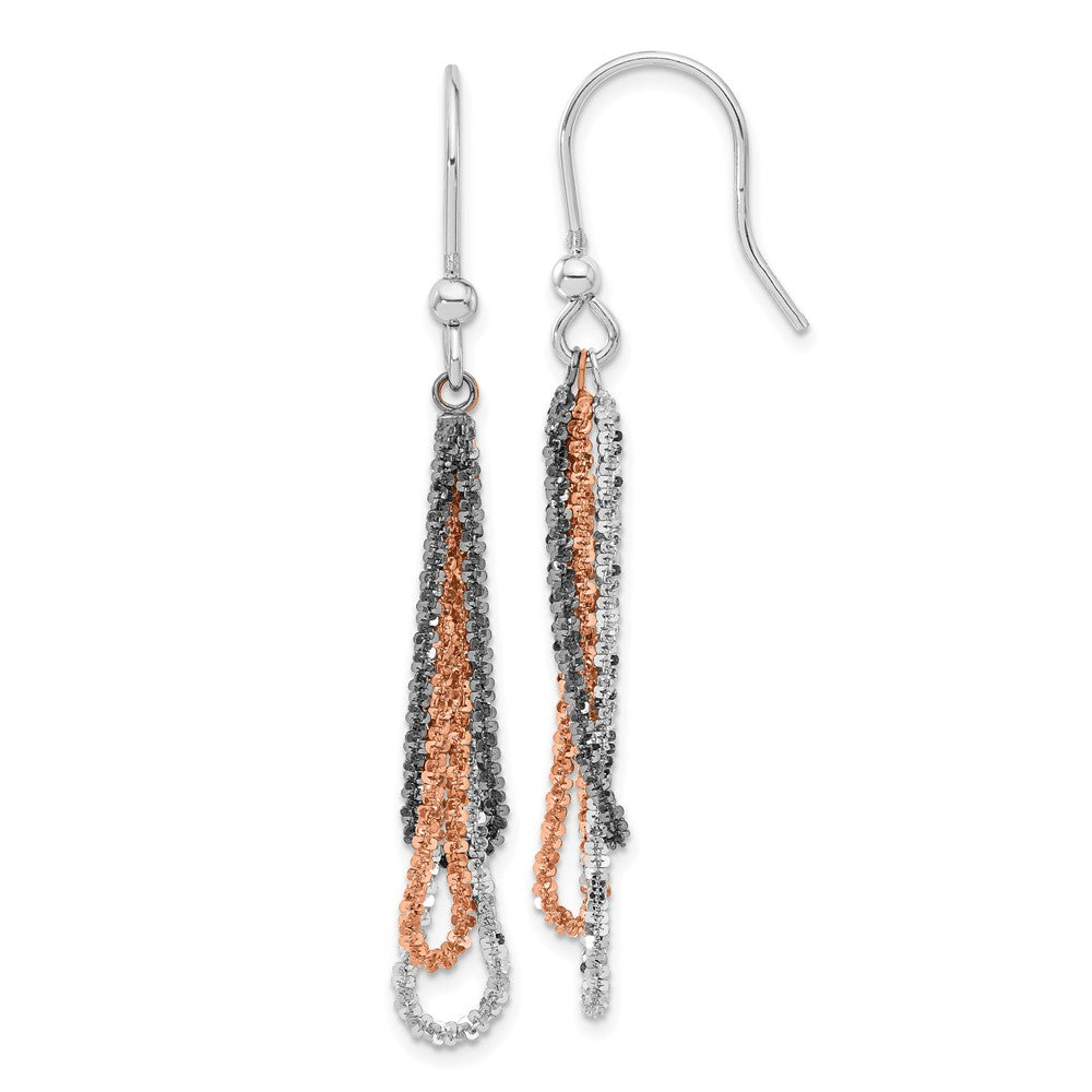 Sterlingsilber Schwarz Ruthenium & Roséfarben Kette Ohrhänger