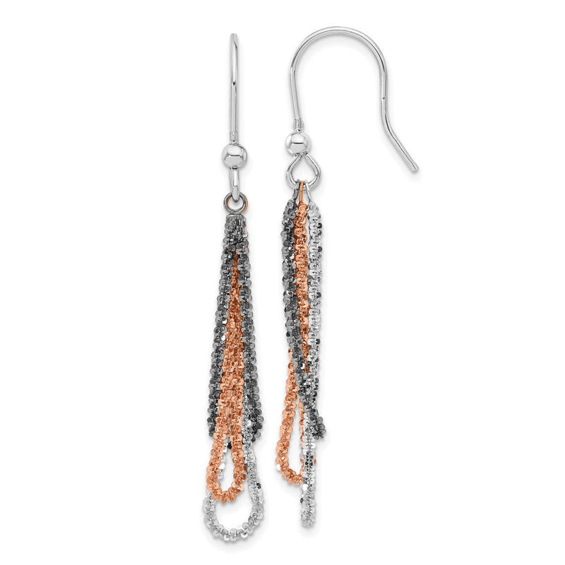 Sterlingsilber Schwarz Ruthenium & Roséfarben Kette Ohrhänger