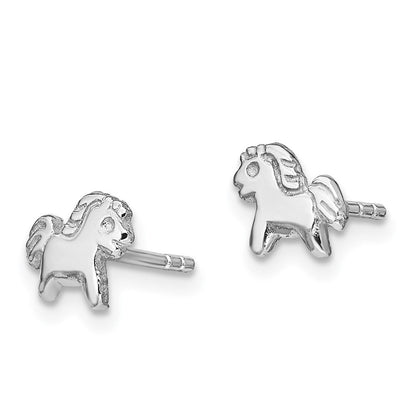 Sterlingsilber Rhodiniert Poliert Pony Kinder Ohrstecker