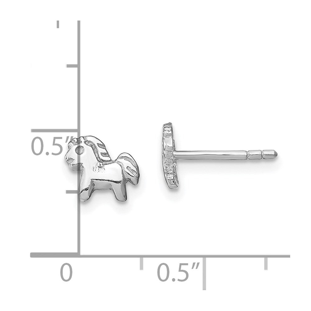 Sterlingsilber Rhodiniert Poliert Pony Kinder Ohrstecker