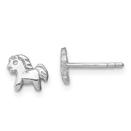 Sterlingsilber Rhodiniert Poliert Pony Kinder Ohrstecker