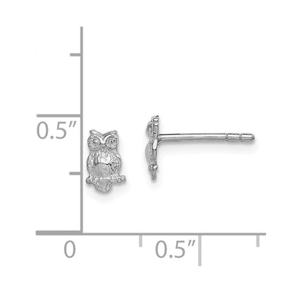 Sterlingsilber Rhodiniert Poliert & Strukturiert Eule Ohrstecker