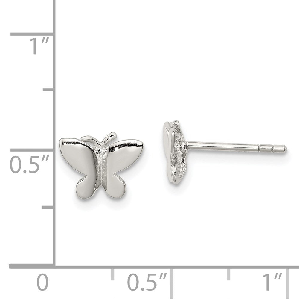 Sterlingsilber Rhodiniert Poliert Schmetterling Kinder Ohrstecker