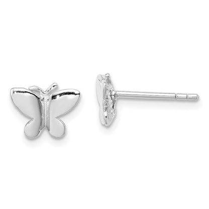 Sterlingsilber Rhodiniert Poliert Schmetterling Kinder Ohrstecker