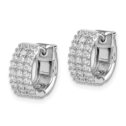 Sterlingsilber Schimmernd Rhodiniert 54 Stein 1.3mm Zirkonia Klappbar Creolen