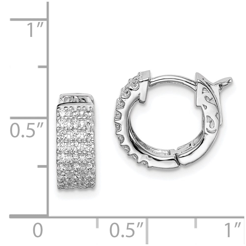 Sterlingsilber Schimmernd Rhodiniert 54 Stein 1.3mm Zirkonia Klappbar Creolen