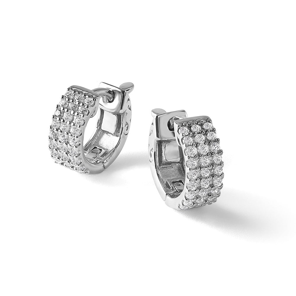 Sterlingsilber Schimmernd Rhodiniert 54 Stein 1.3mm Zirkonia Klappbar Creolen