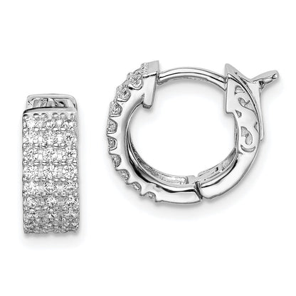 Sterlingsilber Schimmernd Rhodiniert 54 Stein 1.3mm Zirkonia Klappbar Creolen