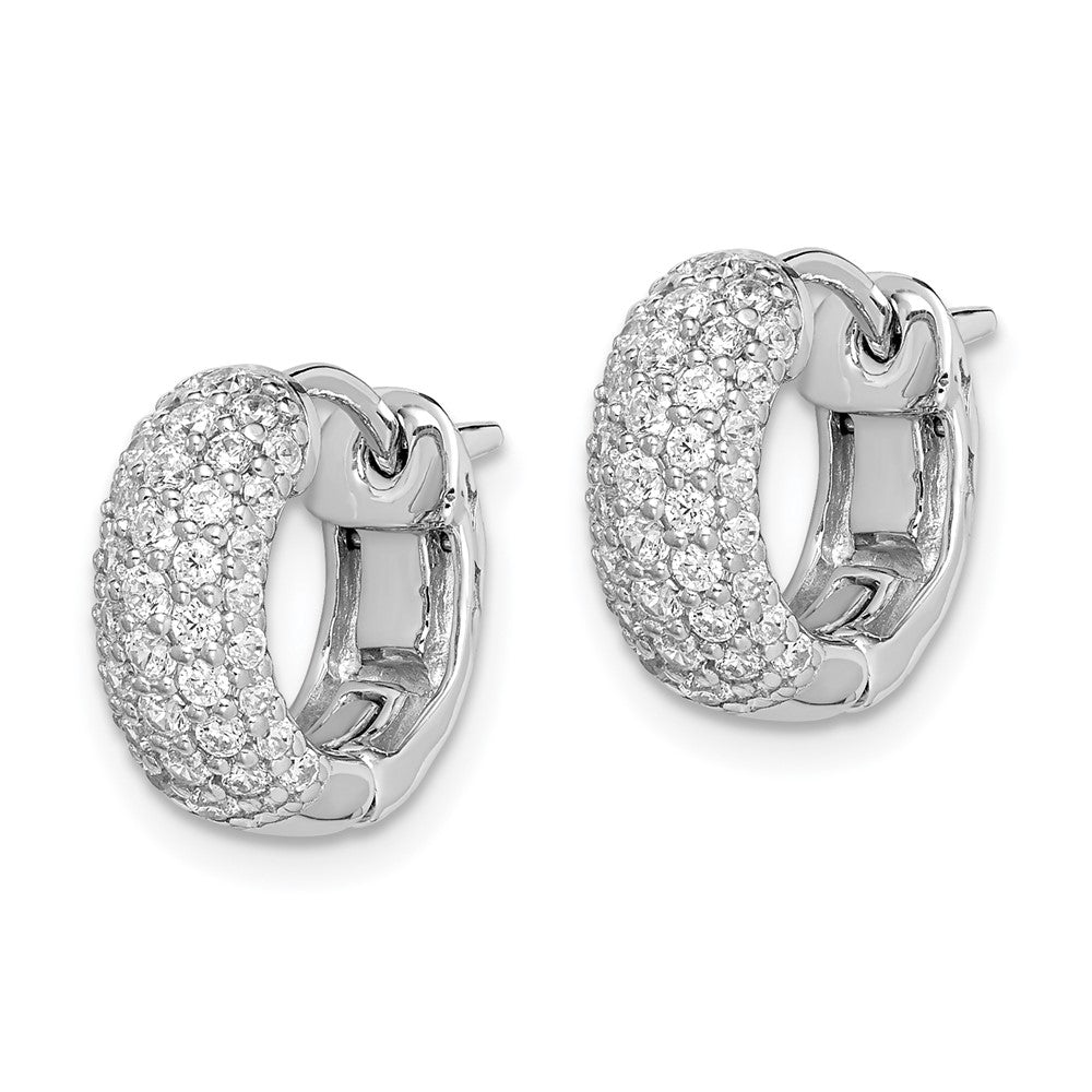Sterlingsilber Schimmernd Rhodiniert 82 Stein Pavé Zirkonia Klappbar Creolen