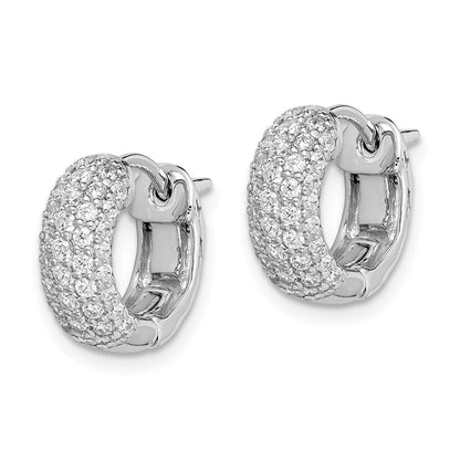 Sterlingsilber Schimmernd Rhodiniert 82 Stein Pavé Zirkonia Klappbar Creolen