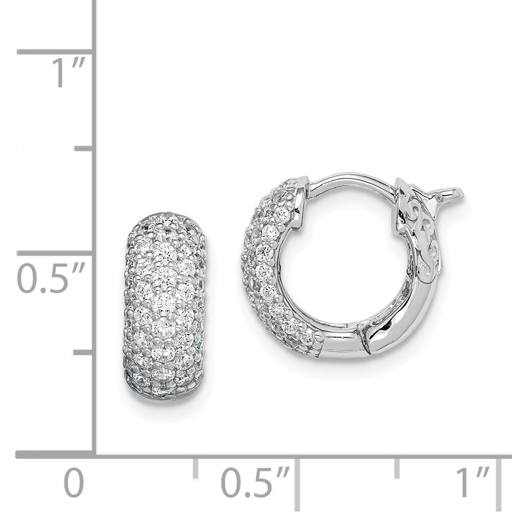 Sterlingsilber Schimmernd Rhodiniert 82 Stein Pavé Zirkonia Klappbar Creolen