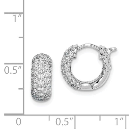 Sterlingsilber Schimmernd Rhodiniert 82 Stein Pavé Zirkonia Klappbar Creolen