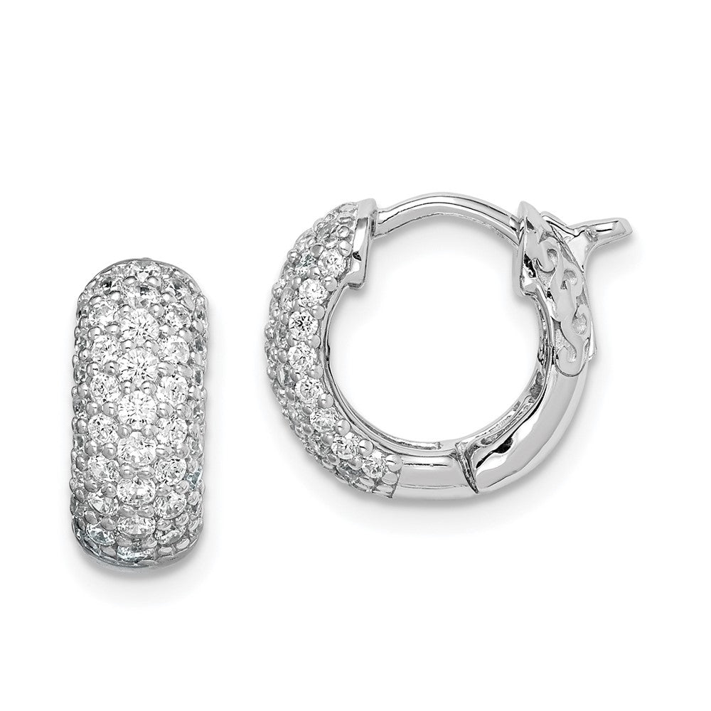 Sterlingsilber Schimmernd Rhodiniert 82 Stein Pavé Zirkonia Klappbar Creolen