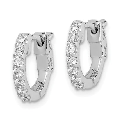 Sterlingsilber Schimmernd Rhodiniert 14 Stein Zirkonia Klappbar Creolen