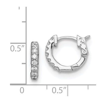 Sterlingsilber Schimmernd Rhodiniert 14 Stein Zirkonia Klappbar Creolen