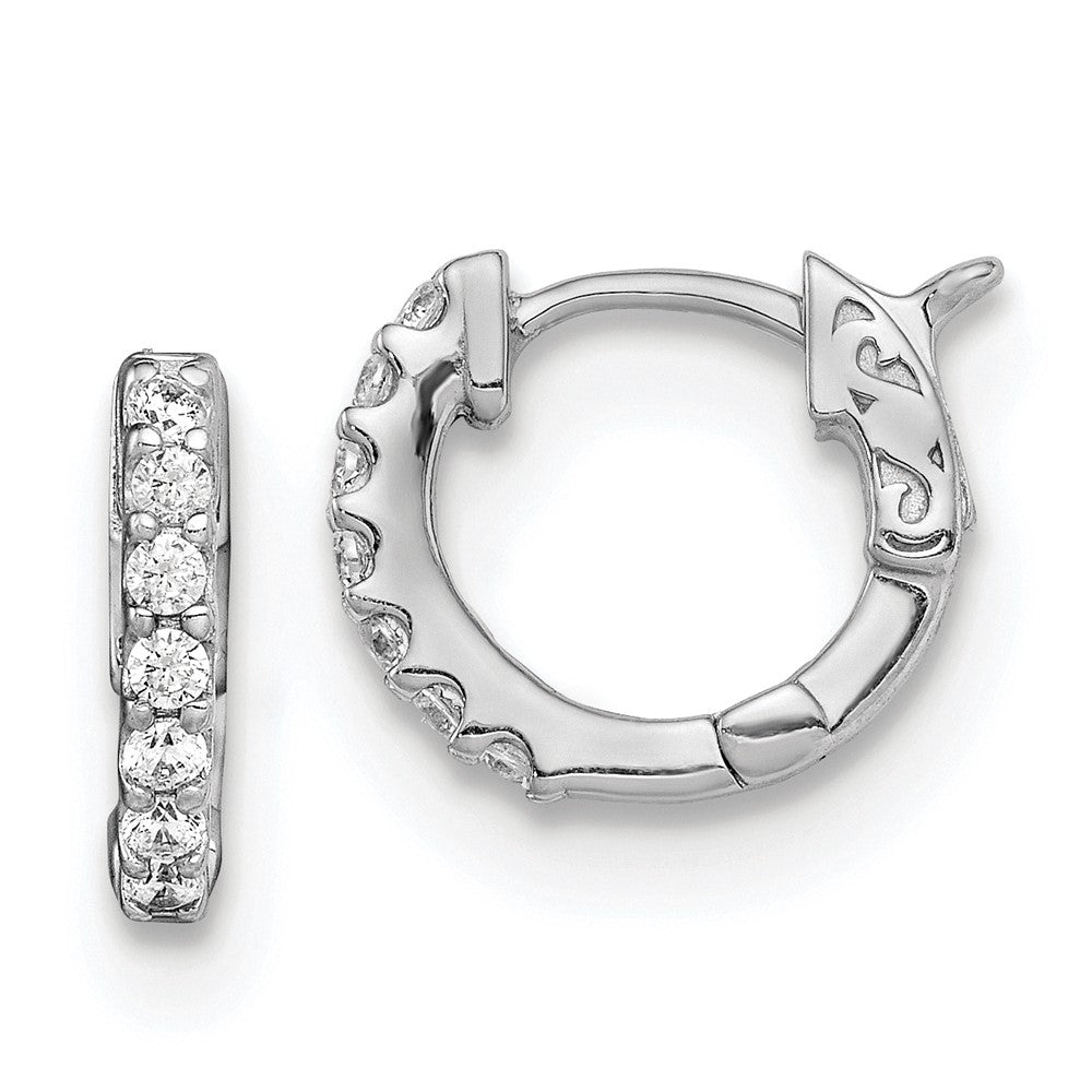 Sterlingsilber Schimmernd Rhodiniert 14 Stein Zirkonia Klappbar Creolen