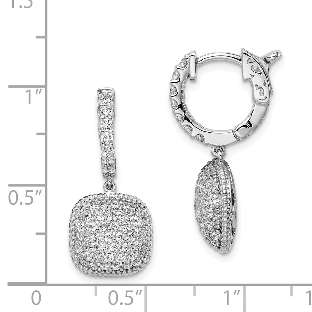 Sterlingsilber Schimmernd Rhodiniert 88 Stein Zirkonia Pavé Quadratisch Hängend Klappbar Creolen