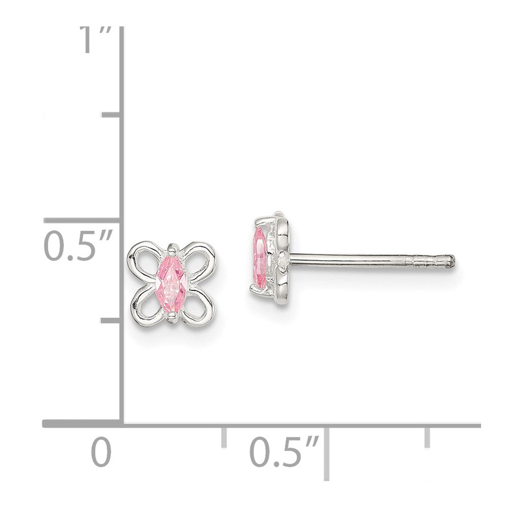 Sterlingsilber Poliert Rosa Zirkonia Schmetterling Kinder Ohrstecker