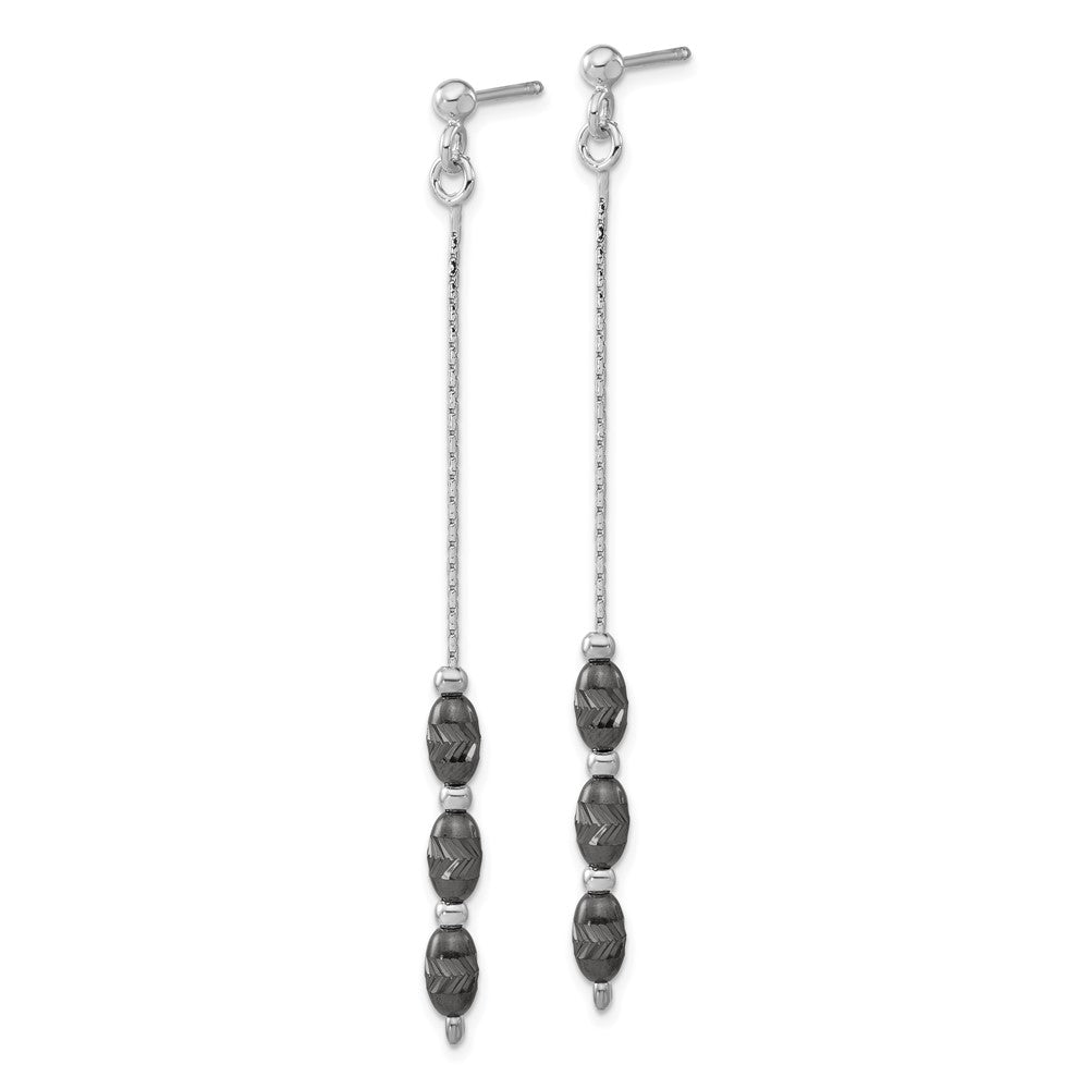 Sterlingsilber Rutheniumbeschichtet Diamantiert Gekugelt Stecker Ohrhänger