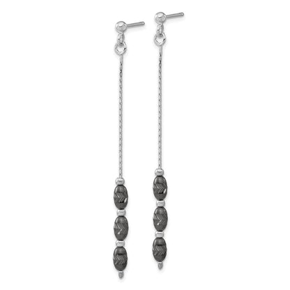 Sterlingsilber Rutheniumbeschichtet Diamantiert Gekugelt Stecker Ohrhänger
