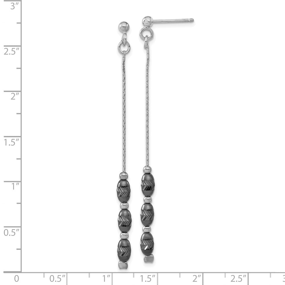 Sterlingsilber Rutheniumbeschichtet Diamantiert Gekugelt Stecker Ohrhänger