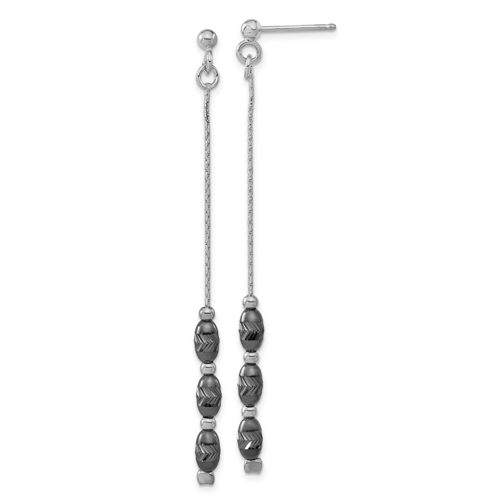 Sterlingsilber Rutheniumbeschichtet Diamantiert Gekugelt Stecker Ohrhänger