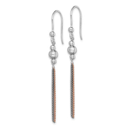 Sterlingsilber Rose Rhod/rutheniumbeschichtet Kette & Gekugelt Ohrhänger