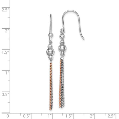 Sterlingsilber Rose Rhod/rutheniumbeschichtet Kette & Gekugelt Ohrhänger