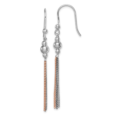 Sterlingsilber Rose Rhod/rutheniumbeschichtet Kette & Gekugelt Ohrhänger