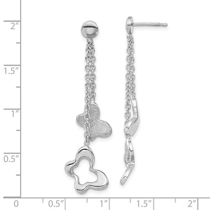 Sterlingsilber Poliert & Strukturiert Schmetterling Ohrhänger