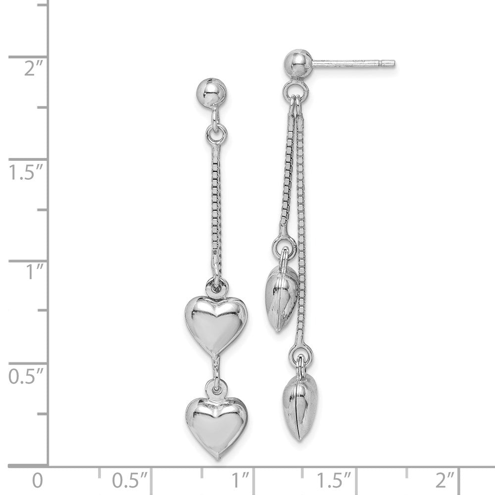 Sterlingsilber Rhodiniert Poliert Herz Stecker Ohrhänger