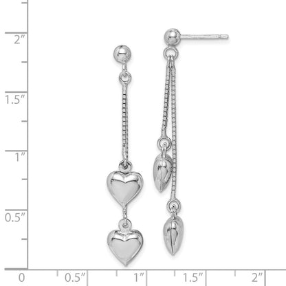 Sterlingsilber Rhodiniert Poliert Herz Stecker Ohrhänger