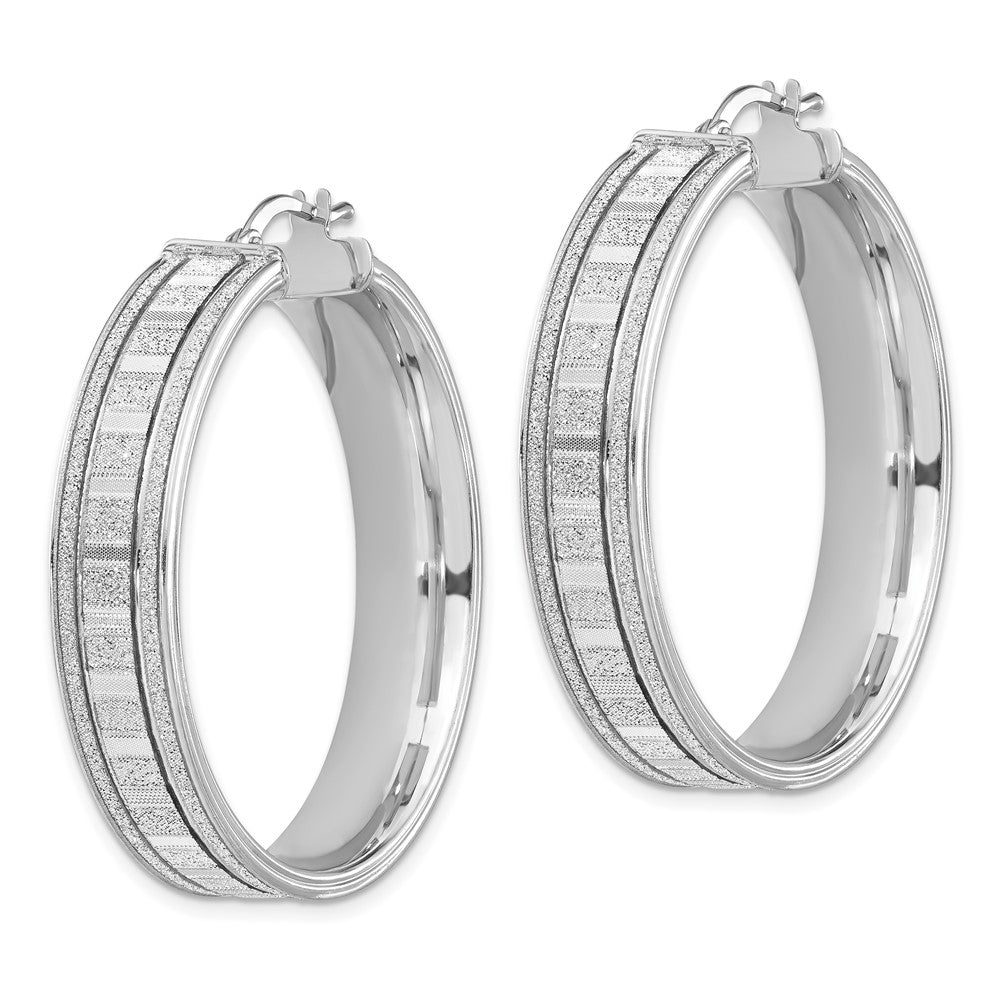 Sterlingsilber Poliert Glitzer Infused Rund Creolen