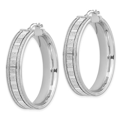 Sterlingsilber Poliert Glitzer Infused Rund Creolen