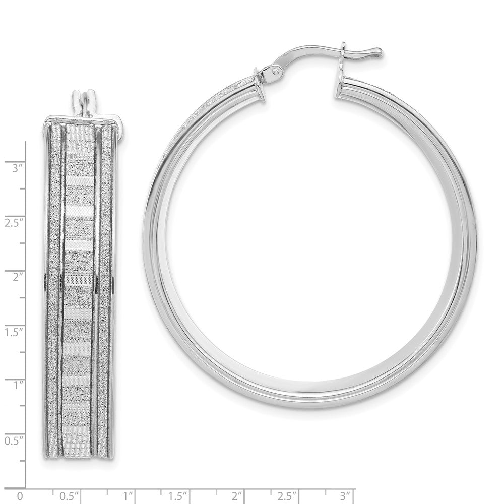 Sterlingsilber Poliert Glitzer Infused Rund Creolen