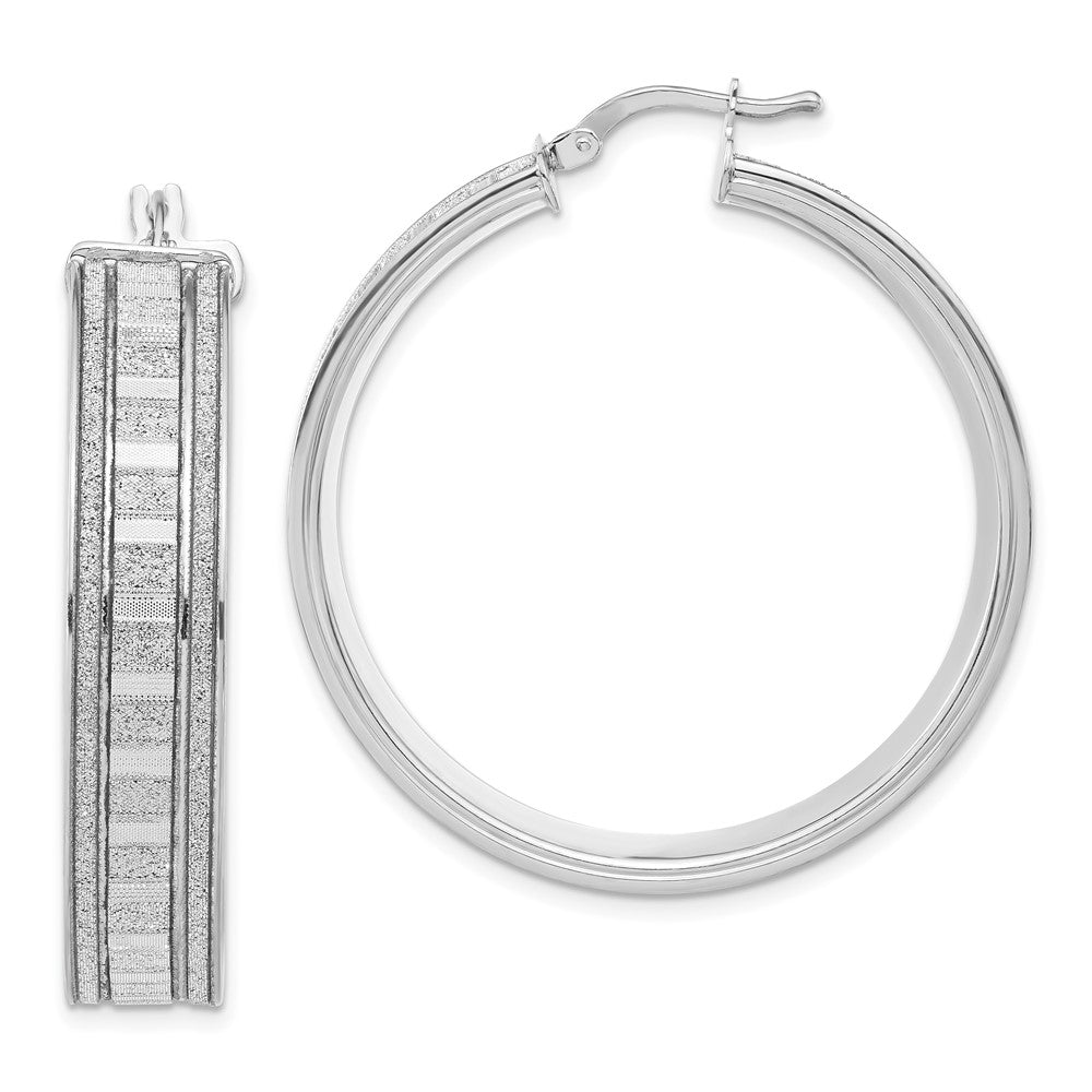 Sterlingsilber Poliert Glitzer Infused Rund Creolen