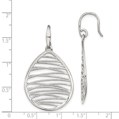 Sterlingsilber Rhodiniert Poliert/textured Tropfen Ohrhänger