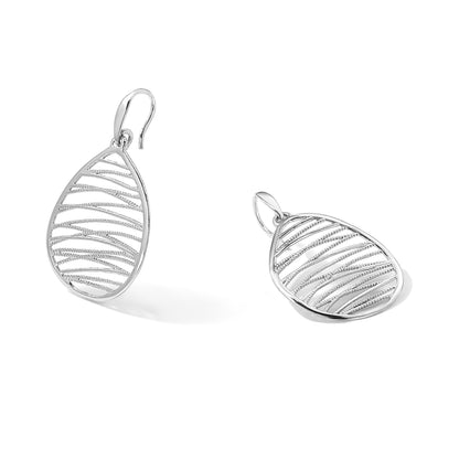 Sterlingsilber Rhodiniert Poliert/textured Tropfen Ohrhänger
