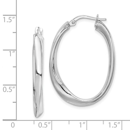 Sterlingsilber Rhodiniert Poliert Gedreht Oval Creolen