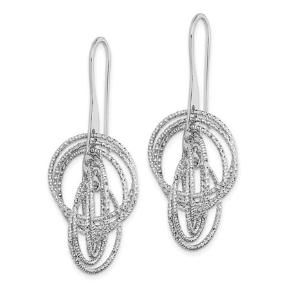Sterlingsilber Rhodiniert Diamantiert Fantasie Intertwined Kreise Hängend Ohrring