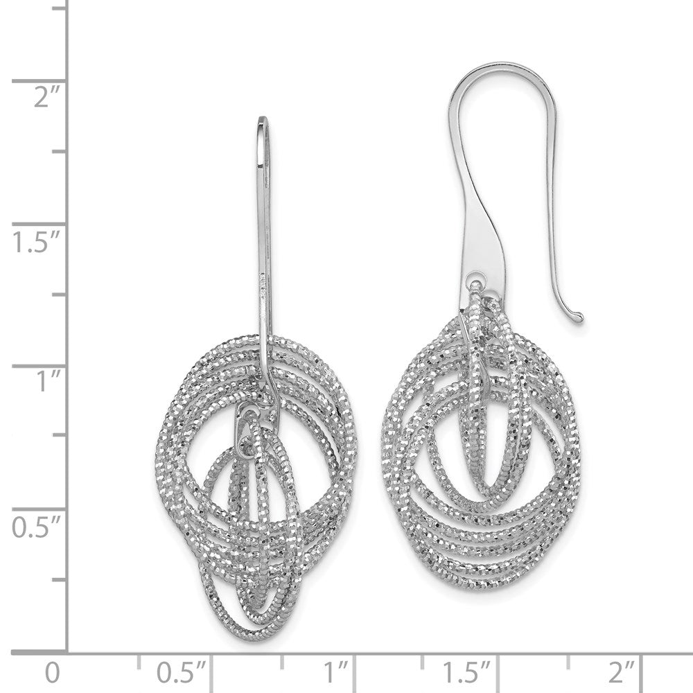 Sterlingsilber Rhodiniert Diamantiert Fantasie Intertwined Kreise Hängend Ohrring