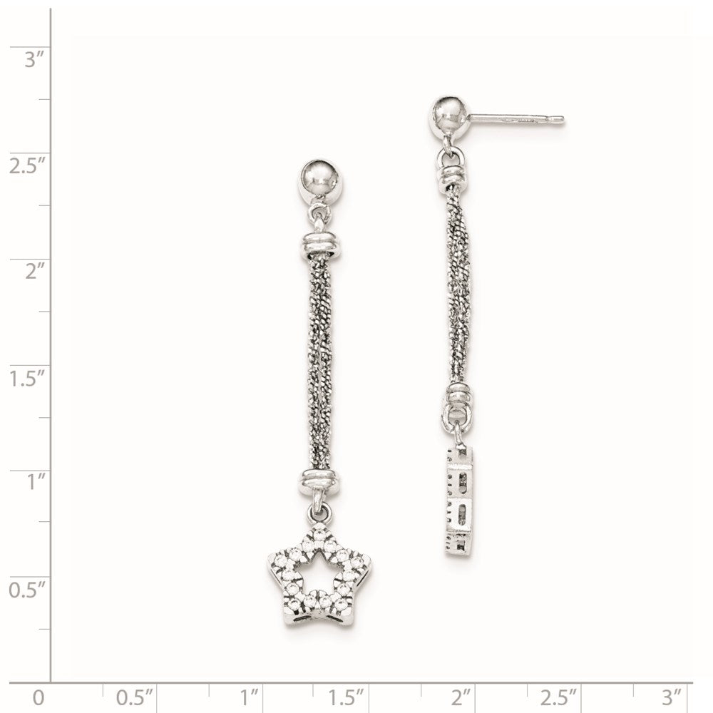 Sterlingsilber Zirkonia Stern 2 Strang Diamantiert Stecker Ohrhänger