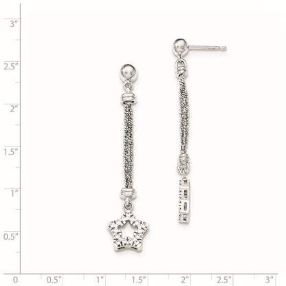 Sterlingsilber Zirkonia Stern 2 Strang Diamantiert Stecker Ohrhänger