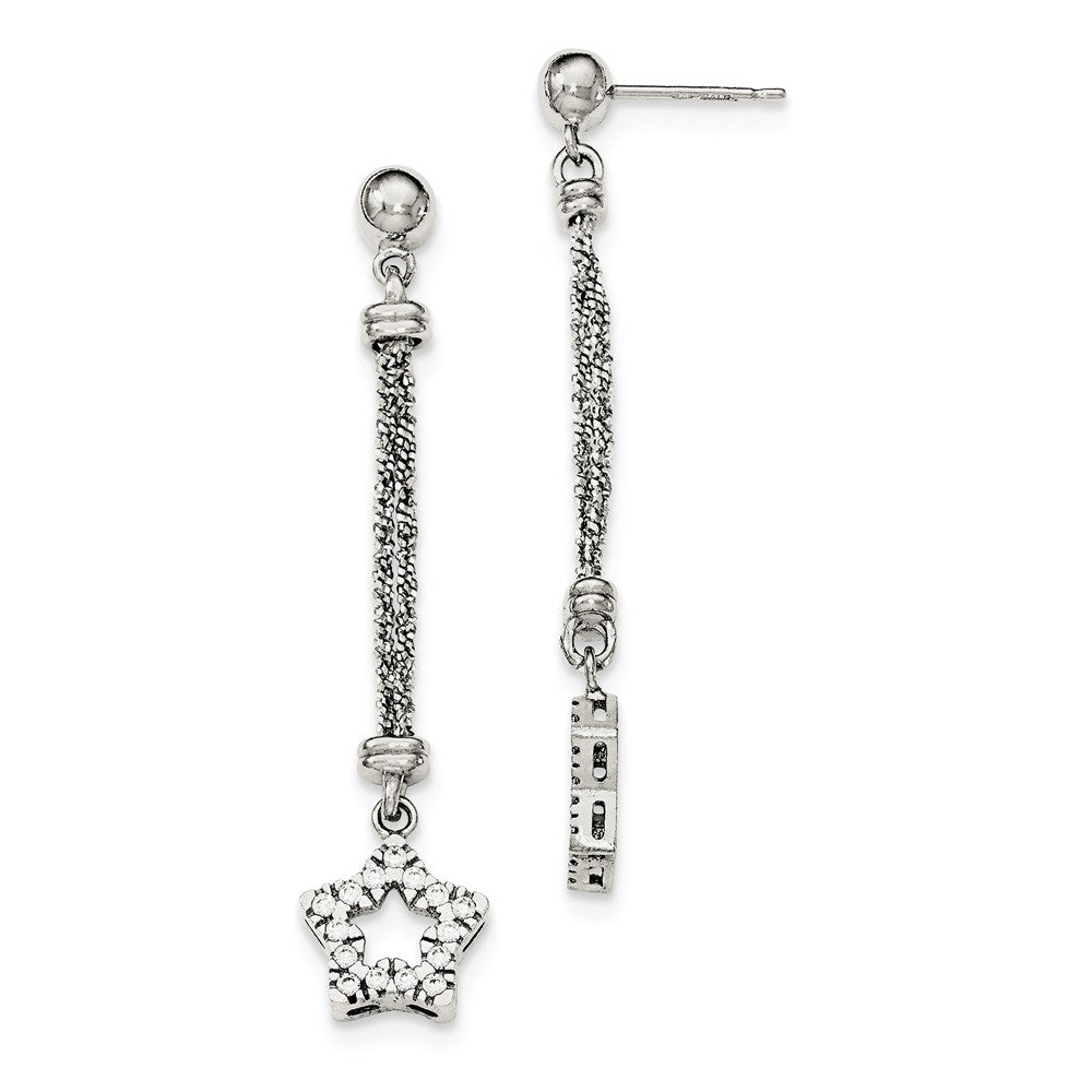 Sterlingsilber Zirkonia Stern 2 Strang Diamantiert Stecker Ohrhänger