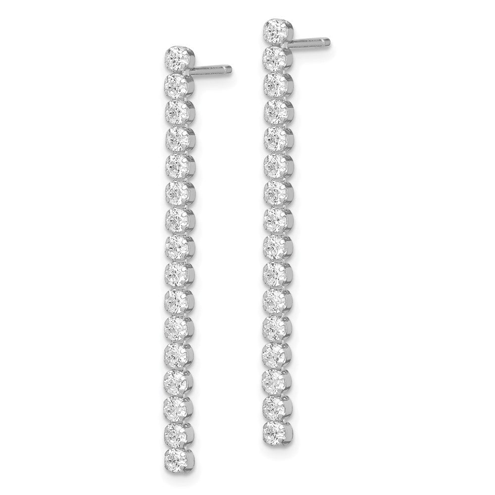 Sterlingsilber Rhodiniert Poliert Fantasie Zirkonia Stecker Ohrhänger