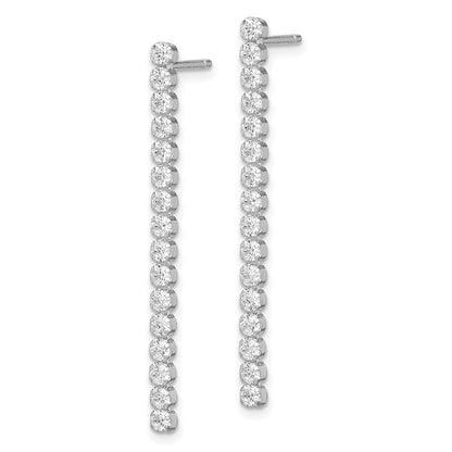 Sterlingsilber Rhodiniert Poliert Fantasie Zirkonia Stecker Ohrhänger