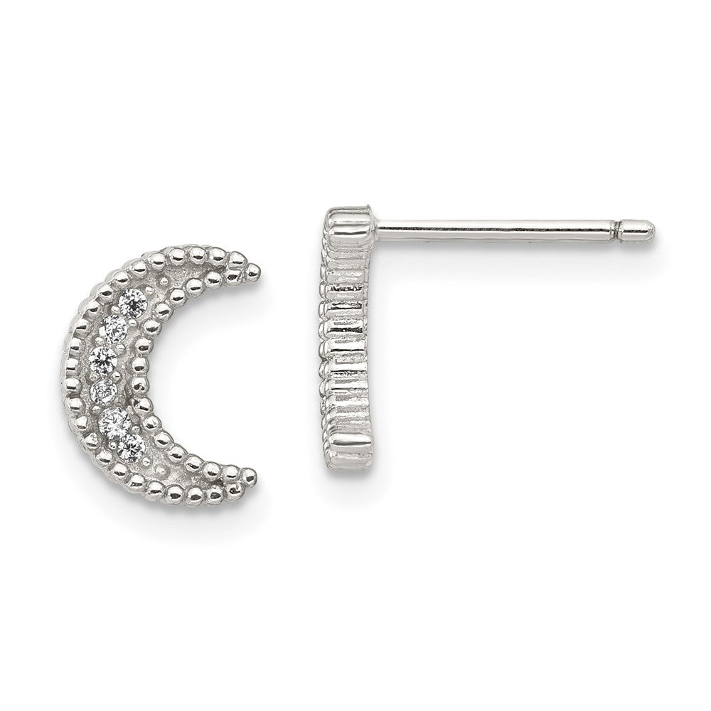 Sterlingsilber Rhodiniert Poliert Zirkonia Mond und Stern Ohrstecker